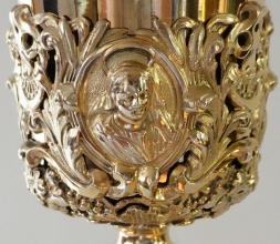 Ornate French antique solid silver gilt Baroque Chapel Set